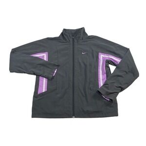 Nike Kids Girl Track Jacket Grey Purple Full Zip Lined 249341-061 Size M 8-10